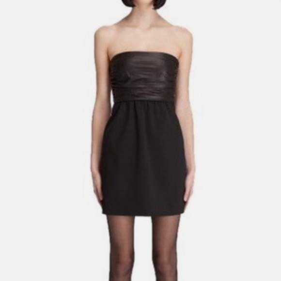Lamb Wool&Leather Mini Dress | Theory - Picture 1 of 14